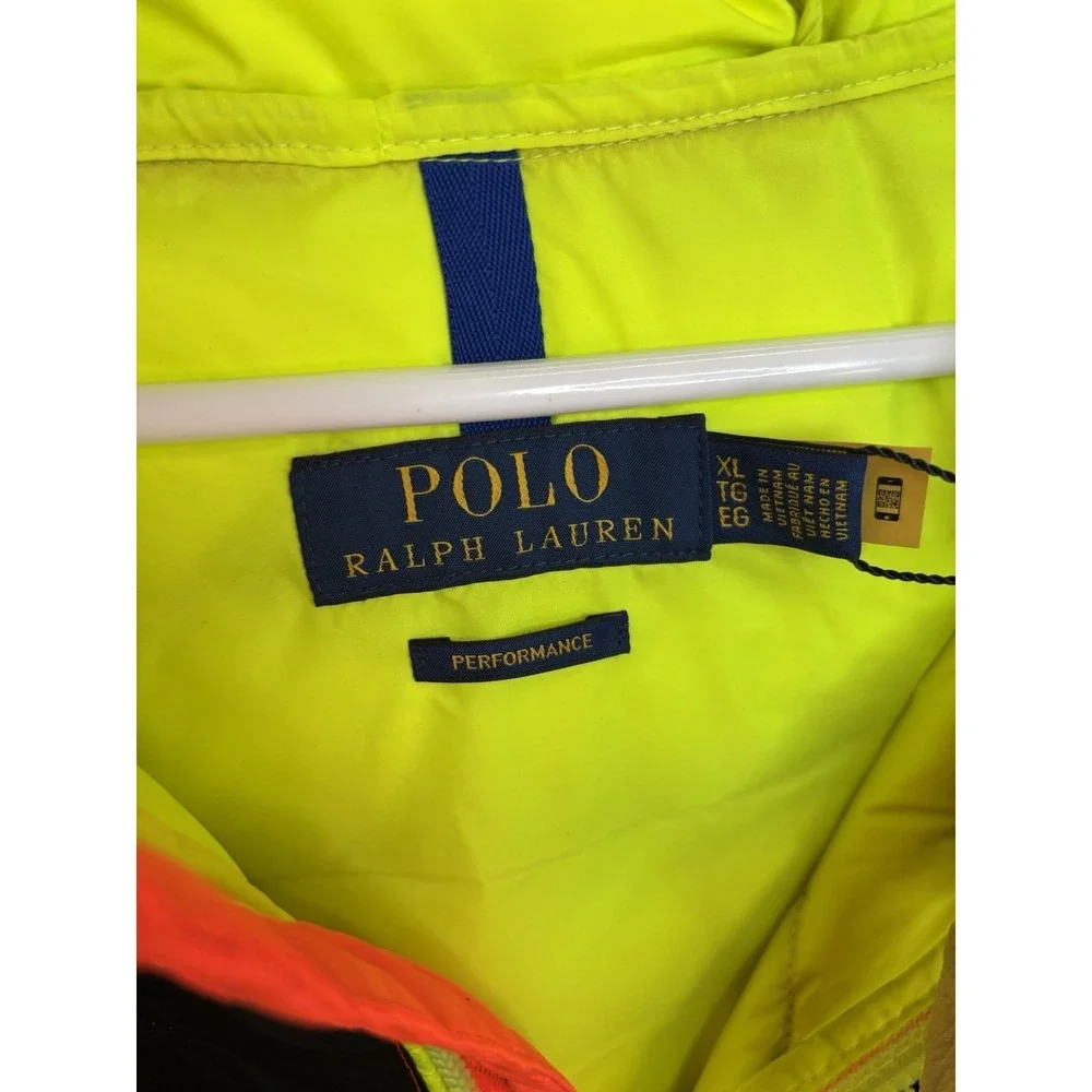 Polo Ralph Lauren Performance Hooded Puffer Jacket Mens‎ XL Neon Colorblock NWT